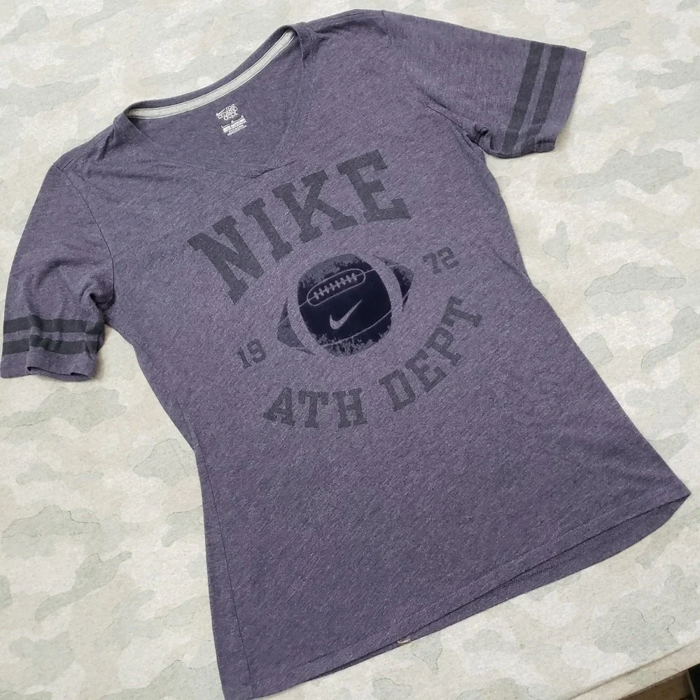 Nike Top Womens‎ Large Blue V-Neck Short Sleeve